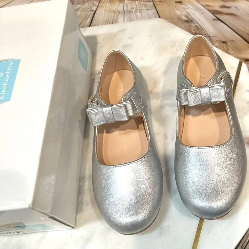 Elephantito Charlotte Leather Bow detail Mary Jane Kids Size 11.5 EU 28